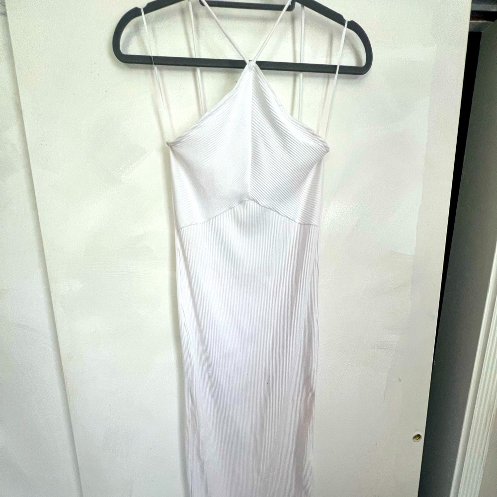 White Halter Neck mid length Zara Dress
